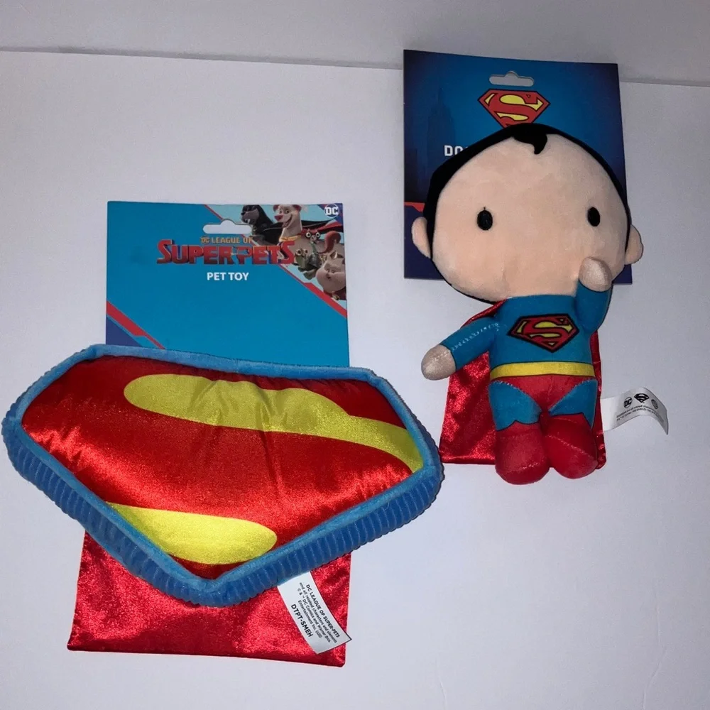 DC Superman Red and Blue Pet Toy Set Squeak‎ & Crinkle